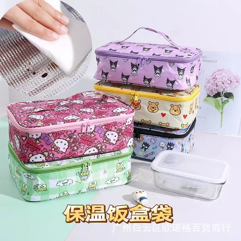 산리오 헬로 키티 도시락, 쿠로미 시나모롤, 마이 멜로디, 보온, 보냉, 휴대용 도시락 가방, 대용량 보관 가방