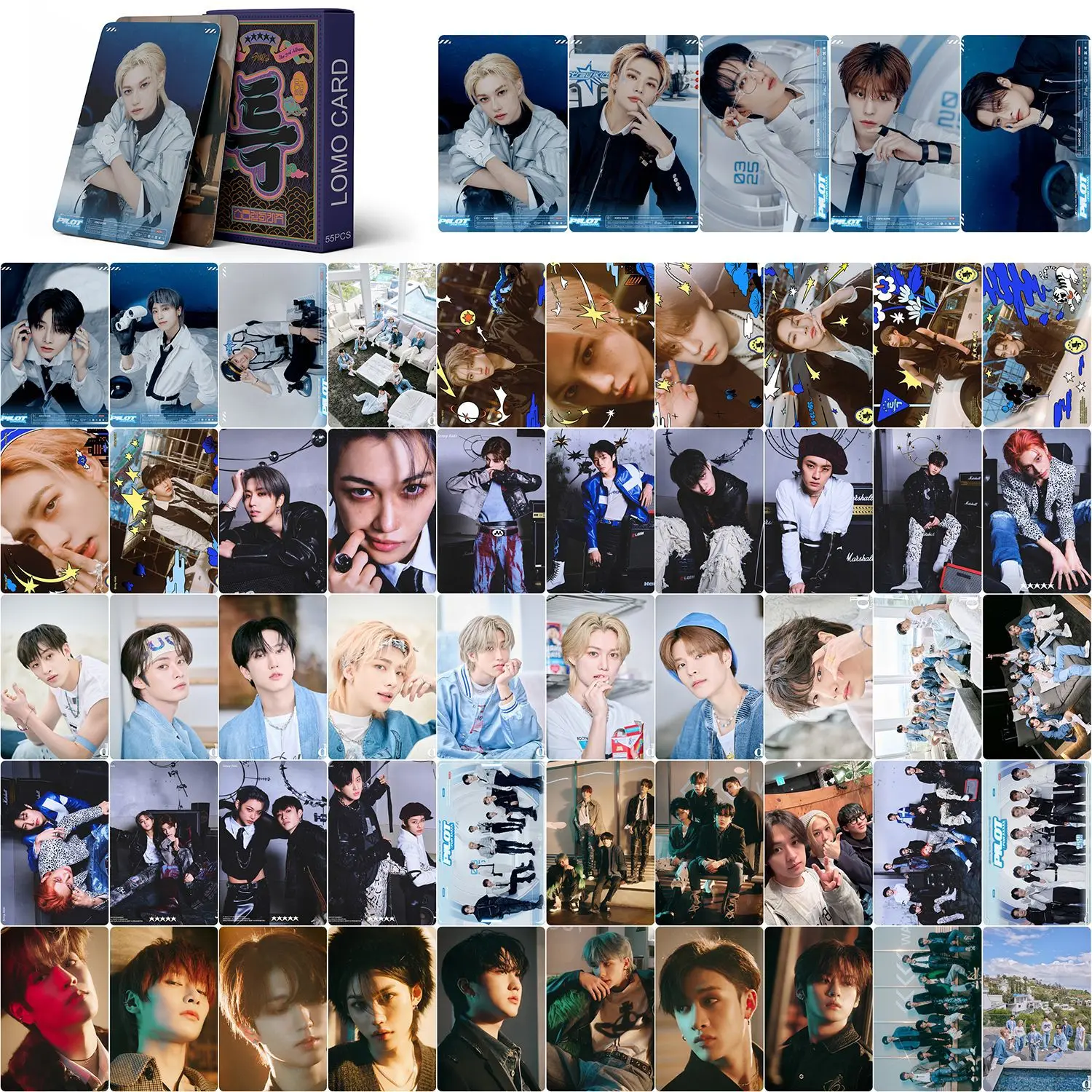 Kpop 스트레이 키즈 아이돌 새 앨범, 크리스마스 5 스타 로모 카드, 사진 카드, 스트레이키즈 사진 카드, 엽서, 현진 펠릭스, 팬 선물, 55 개