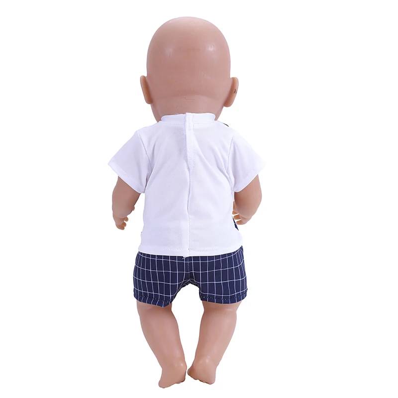 18 인치 인형 옷 의상, 아기 태어난 신사 정장, 인형 옷, 43 cm, 티셔츠 바지, 여아, 생일, 크리스마스 선물
