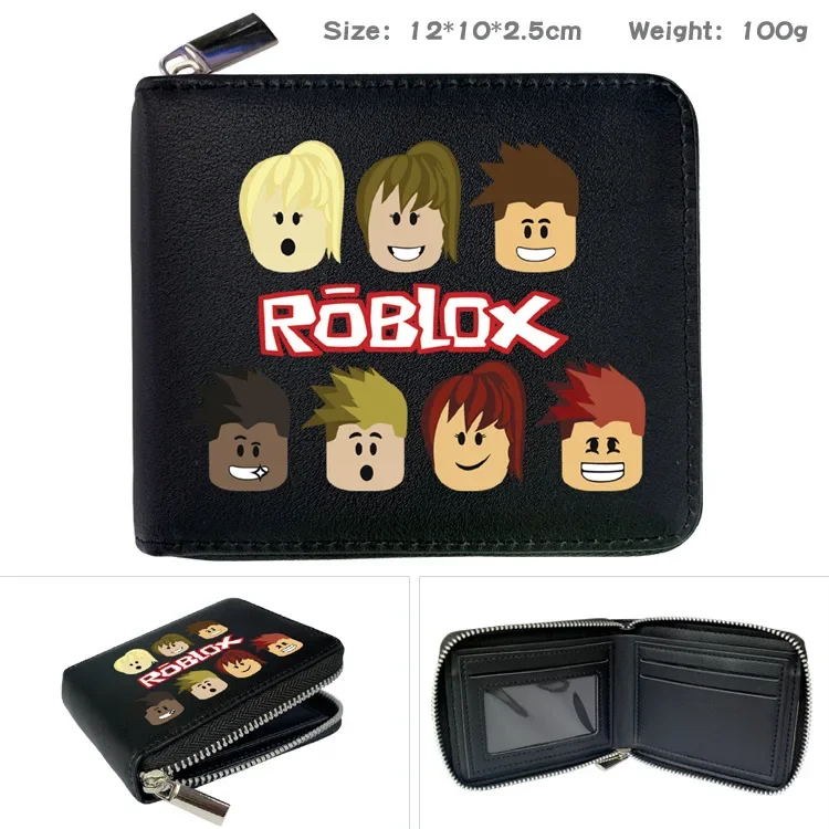 ROBLOX 게임 가상 세계 주변 지퍼 PU 지갑 동전 지갑, 반 접이식 짧은 지갑, 카드 가방, 여아, 어린이, 남아용 선물