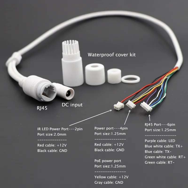 CCTV POE IP 네트워크 카메라 PCB 모듈 비디오 전원 케이블, 길이 65cm, RJ45 암 커넥터, 터미널, 방수 케이블