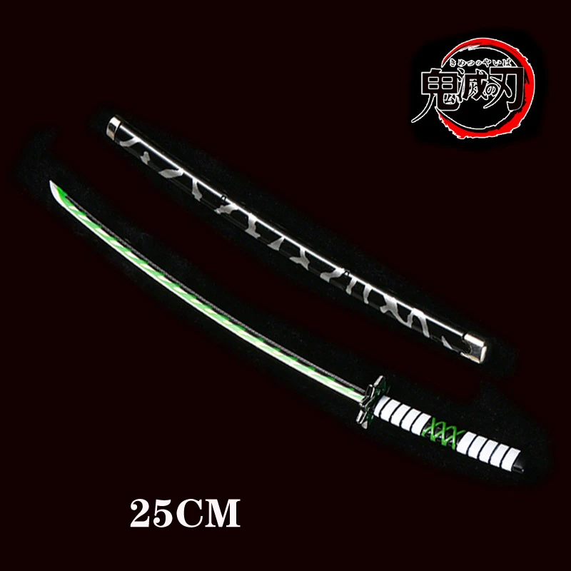 Kimetsu no Yaiba 칼 무기 악마 슬레이어 사토만 탄지로 코스프레 칼 1:1 애니메이션 닌자 칼 나무 25cm 카타나 소품