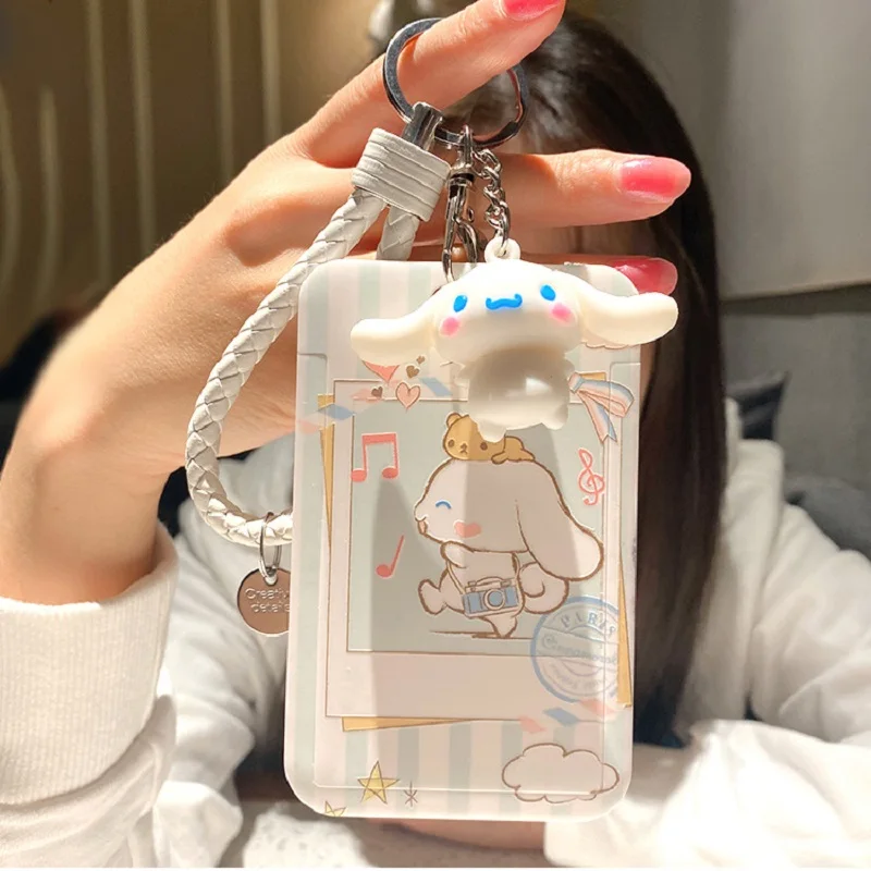Sanrio-애니메이션 시나모롤 은행 카드 키 체인 식사 카드 Id 카드, 지하철 카드 가방 펜던트 쿠로미 헬로키티 마이 멜로디 만화 선물