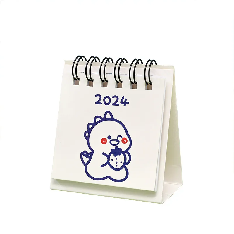 2023 2024 귀여운 만화 작은 책상 달력, 창의적인 사무실 책상 달력, 듀얼 데일리 미니 메모 달력 학습 플래너