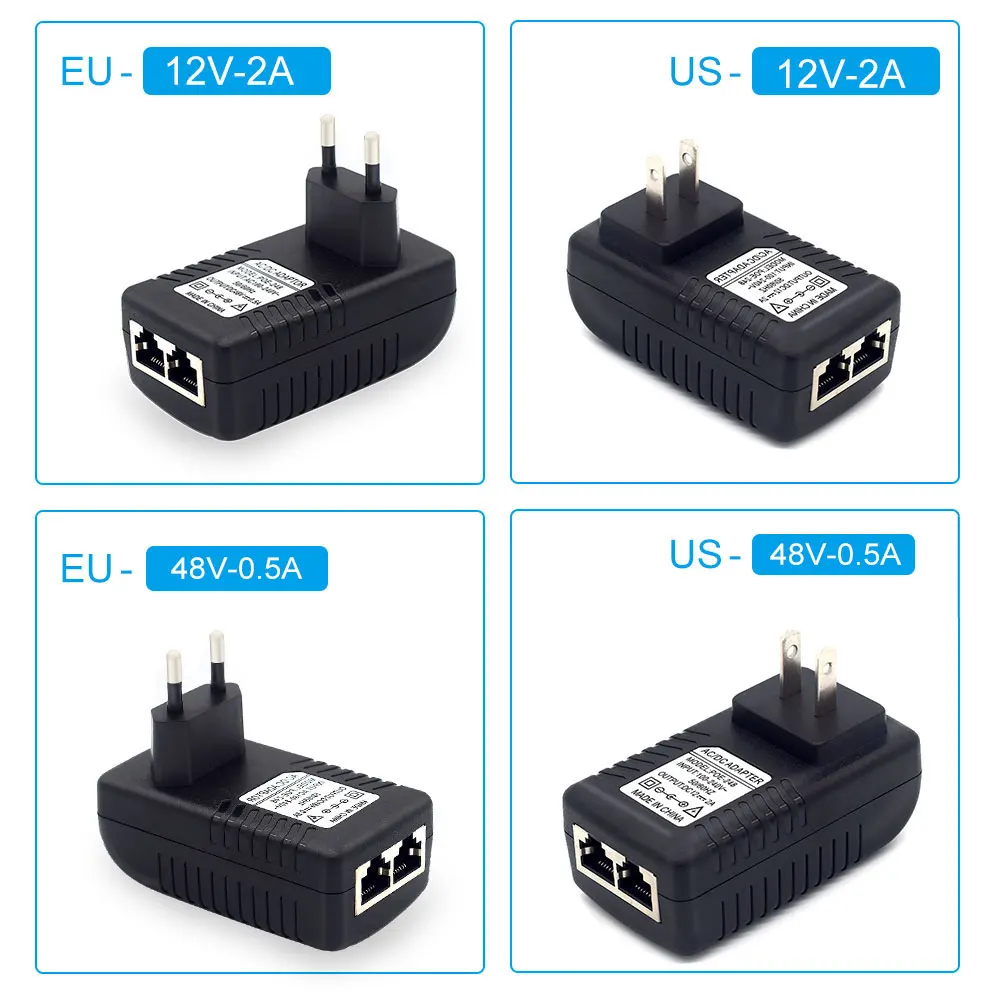 CCTV 보안 AC 110V-240V-DC 12V 15V 24V 48V 0.5A 1A POE 인젝터 전원 어댑터, 이더넷 IP 카메라 전화 PoE 전원 공급 장치
