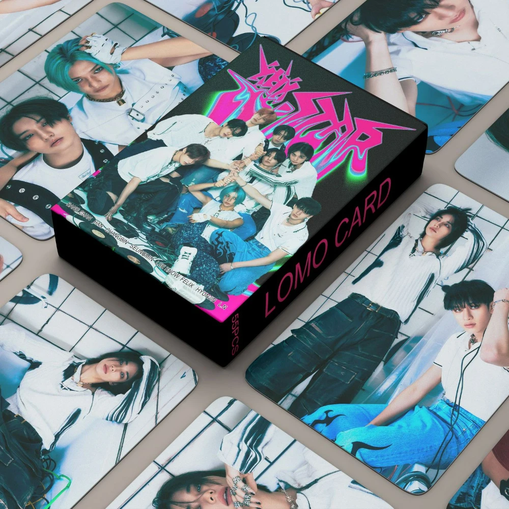 Kpop StrayKids 로모 카드, 록 스타 사진 앨범 카드, 한국 그룹 Straykids 포토카드, 하이 퀄리티 Kpop 팬 선물, 새로운 앨범, 55 개