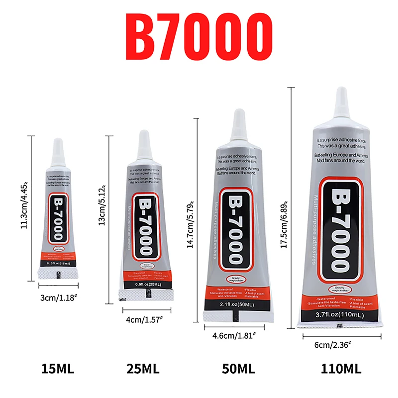 투명 접촉 전화 수리 접착제, 범용 유리 플라스틱 DIY 접착제 B-7000, 정밀 어플리케이터 포함, B7000