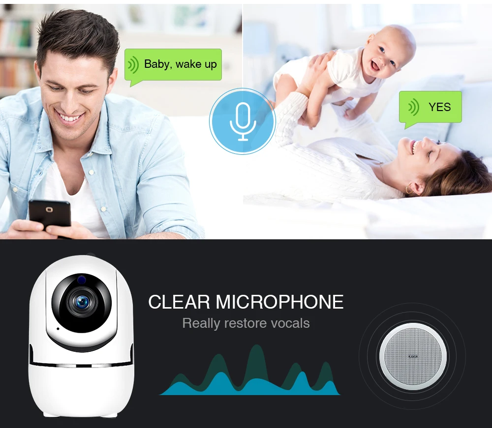Ycc365 플러스 1080P 클라우드 HD IP 카메라, 와이파이 자동 추적 카메라, 베이비 모니터, 야간 투시경, 보안 홈 감시 카메라