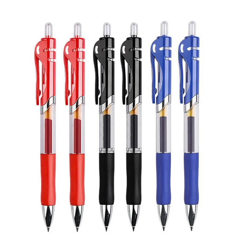 개폐식 젤 펜 세트 블랙 레드 블루 잉크 컬러 젤 펜 0.5mm 교체 가능 리필 학교 용품 문구 및 사무실