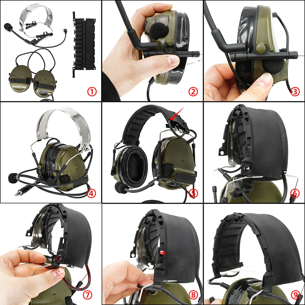 TAC-SKY COMTAC 군용 소음 감소 전술 헤드폰, 분리형 헤드밴드, 실리콘 귀마개, Comtac iii / C3 헤드셋, 신제품