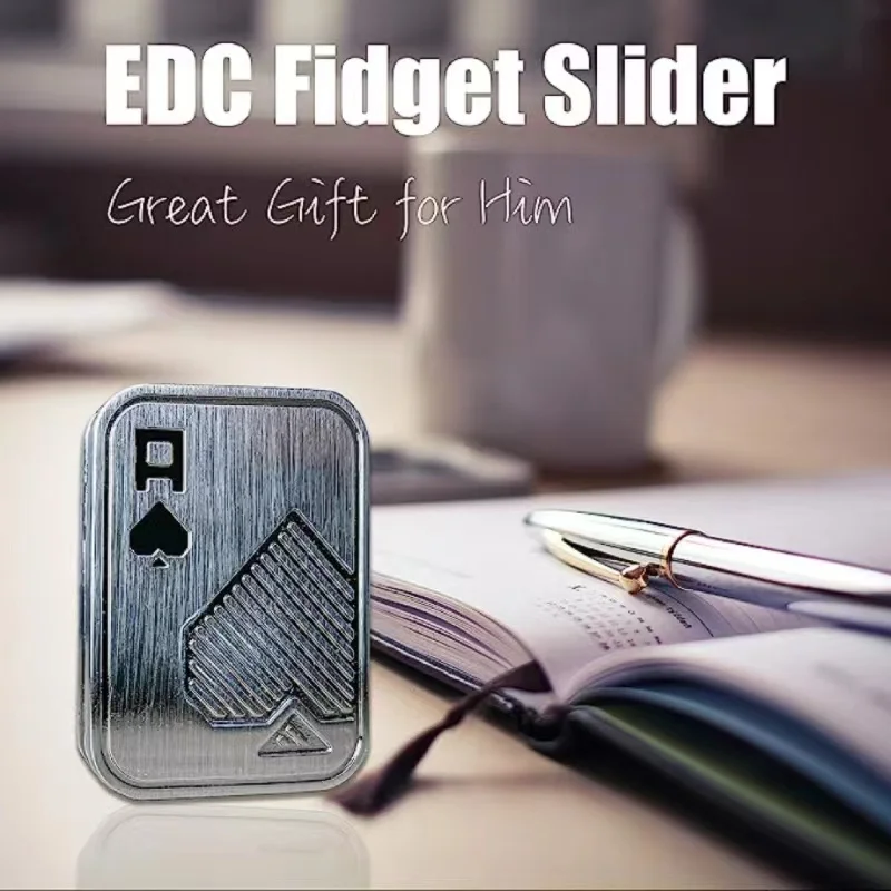 금속 해골 푸시 슬라이더 스트레스 해소 장난감, 스트레스 방지, EDC 탑 스피닝 포커 장난감, 휴대용 감압 마그네틱 장난감