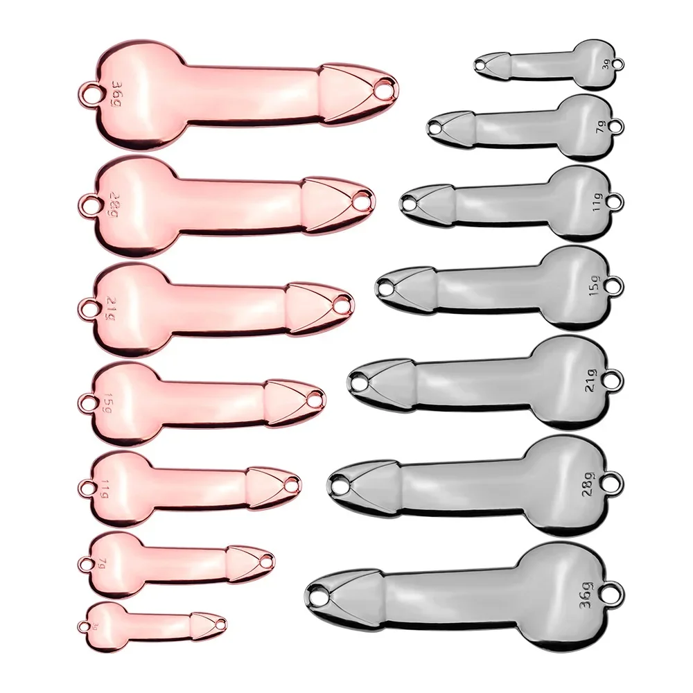 금속 페니스 스푼 루어 3g 7g 11g 15g 21g 28g 36g 단단한 미끼 태클 스팽글 진동 낚시 미끼, 인공 미끼, 깃털 후크 VIB