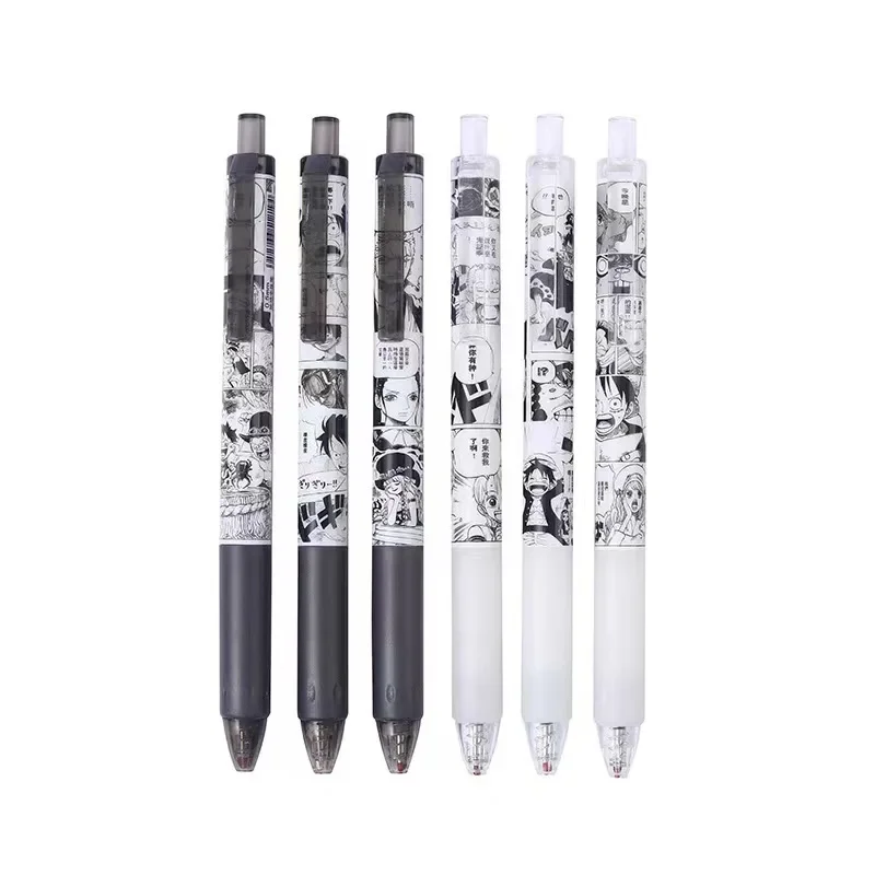 원피스 젤 펜 액션 피규어, 검정 잉크 프레스 중립 펜, 카와이 문구 세트, 학생 학용품, 0.5mm, 세트당 6 개