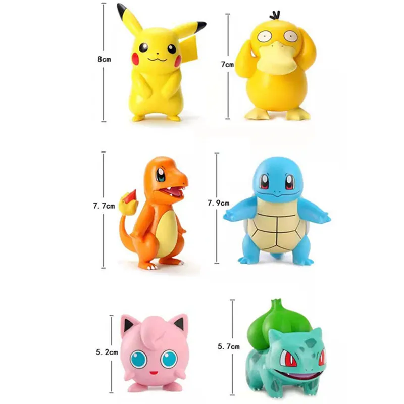 포켓몬 인기 만화 영화 애니메이션 피규어, 피카츄, Vulpix, 이브이, Venusaur 컬렉션, 애완 동물 액션 모델 장난감 선물, 3-8cm, 신제품
