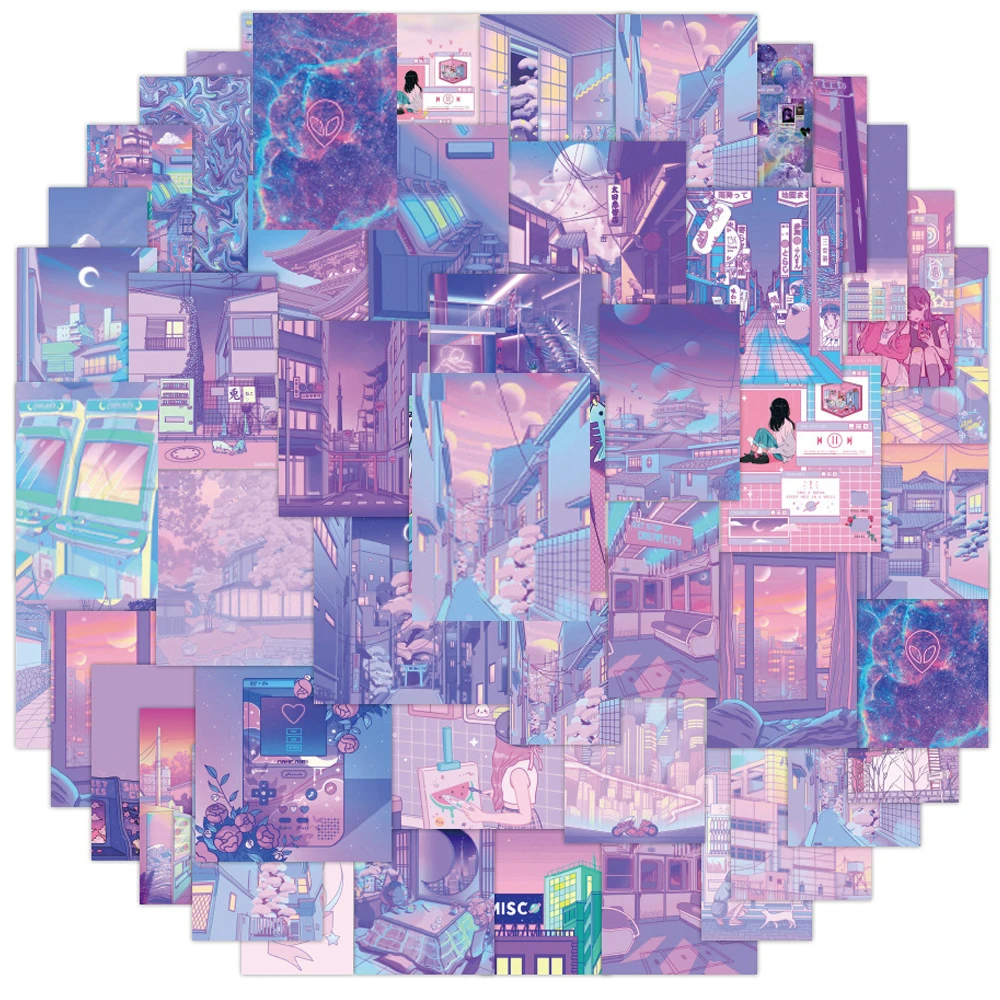 10/30/55pcs 귀여운 레이저 소녀 만화 미적 스티커 데칼 스크랩북 전화 노트북 가방 장식 스티커 어린이 장난감