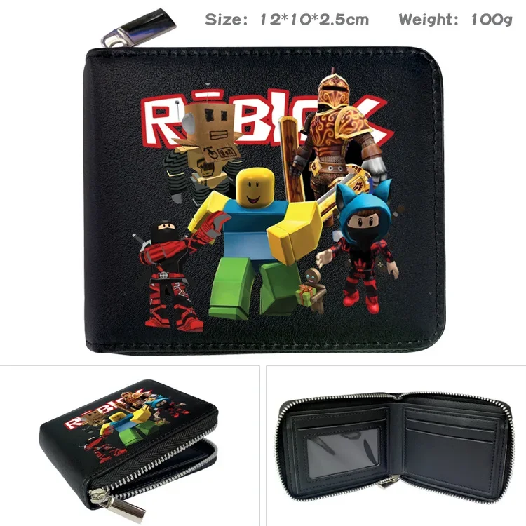 ROBLOX 게임 가상 세계 주변 지퍼 PU 지갑 동전 지갑, 반 접이식 짧은 지갑, 카드 가방, 여아, 어린이, 남아용 선물