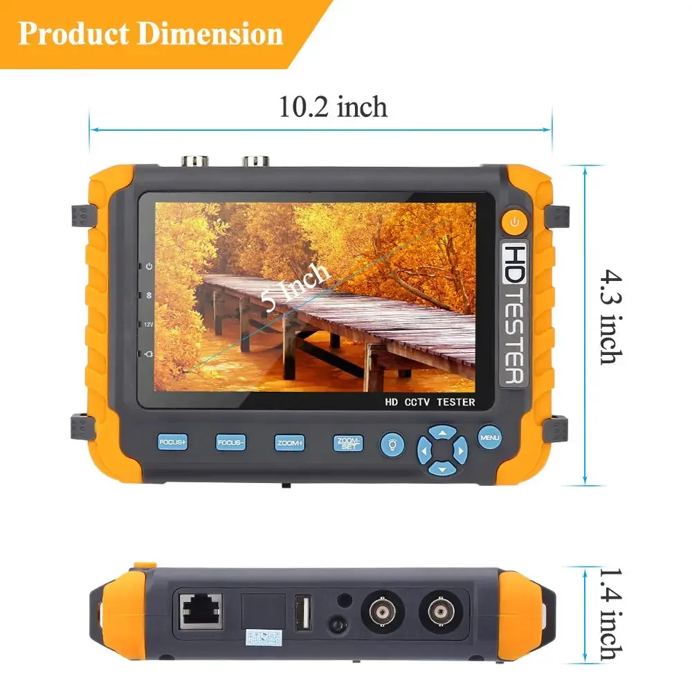 휴대용 CCTV 테스터, IV8W 8MP AHD CVI TVI 미니 모니터 카메라 테스터, HDMI VGA 입력 비디오 케이블 보안 카메라 테스터
