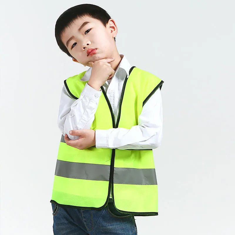 어린이 안전 조끼 반사 의류, 높은 가시성, 노란색 형광 안전 조끼, 학교 야외용 title=어린이 안전 조끼 반사 의류, 높은 가시성, 노란색 형광 안전 조끼, 학교 야외용 