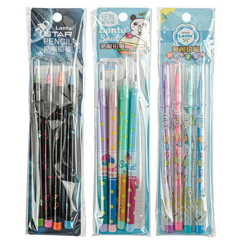 샤프닝하지 않는 멀티 헤드 연필, 리필 교체 자동 펜, 한국 문구, 학교 사무용품, 4 개 title=샤프닝하지 않는 멀티 헤드 연필, 리필 교체 자동 펜, 한국 문구, 학교 사무용품, 4 개 