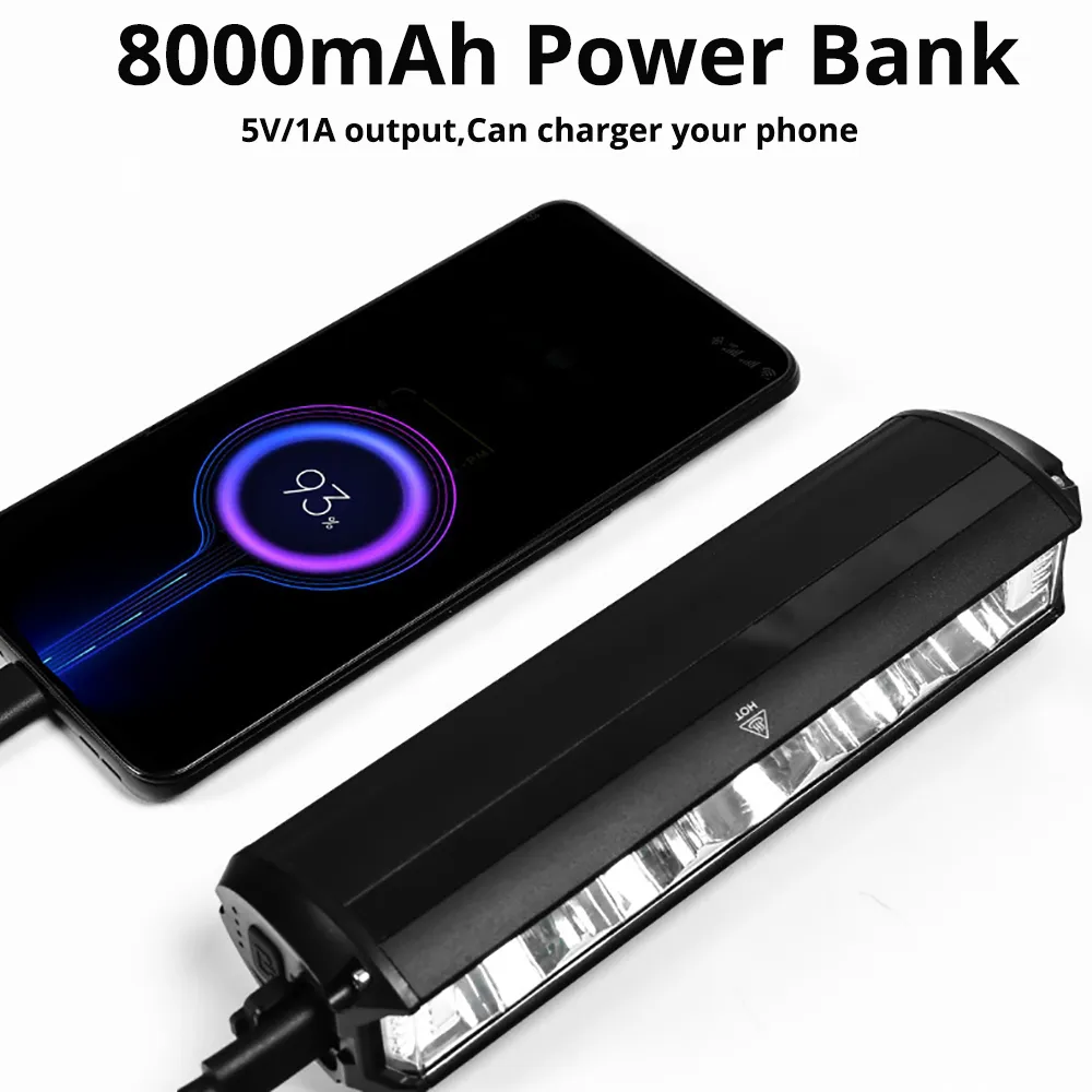 TRLIFE 자전거 전조등, 10000LM, 방수 자전거 라이트, 8000mah 5 * P90 손전등, USB 충전, MTB 로드 사이클링 램프 액세서리