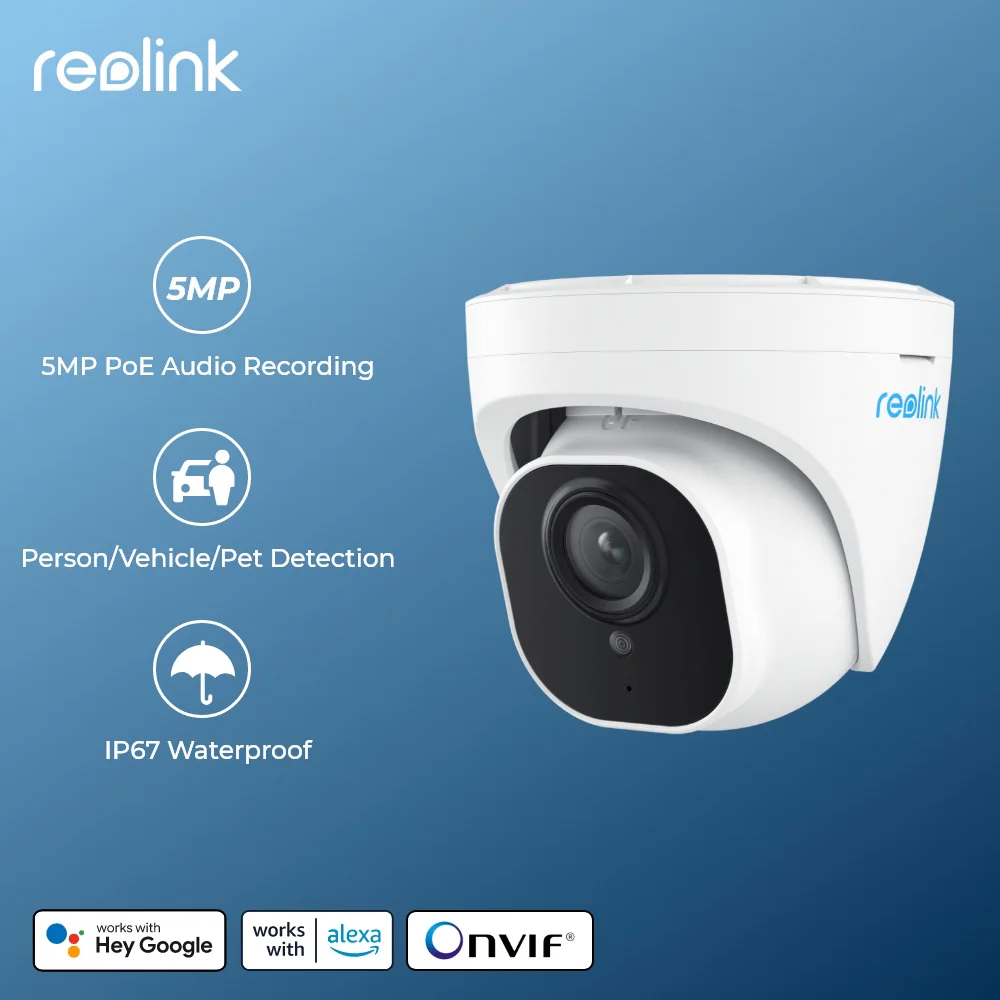Reolink 스마트 보안 카메라, 야외용 적외선 야간 투시경, 돔 IP 캠, 사람 및 차량 감지 감시 카메라, 5MP PoE title=Reolink 스마트 보안 카메라, 야외용 적외선 야간 투시경, 돔 IP 캠, 사람 및 차량 감지 감시 카메라, 5MP PoE 
