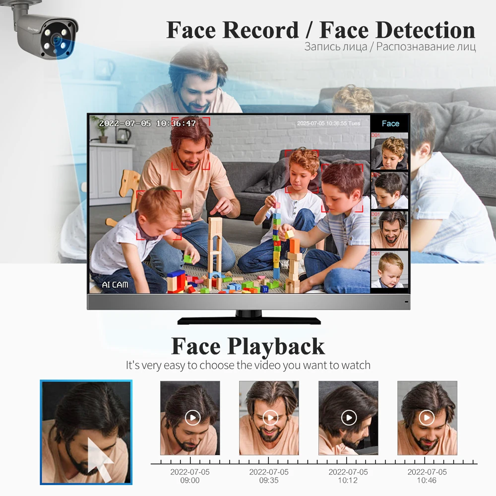 Techage CCTV 양방향 오디오 보안 카메라 시스템, 8CH 5MP HD POE NVR 키트, AI 얼굴 감지, 야외 비디오 감시 IP 카메라 세트