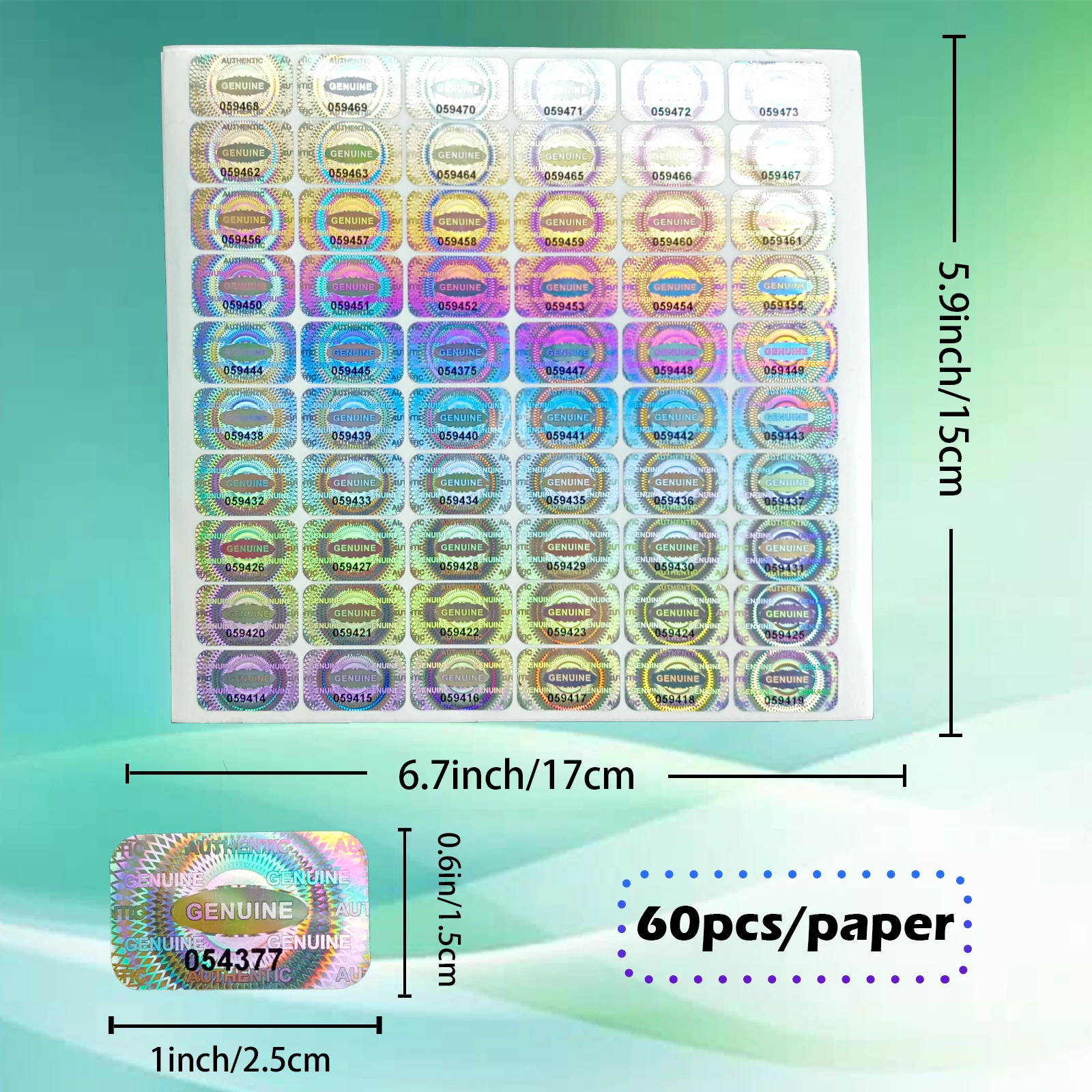 보안 씰 변조 방지 스티커 홀로그램 보증 보이드 레이저 라벨, 일련 번호 접착 라벨 포함, 300 개, 600/1200 개