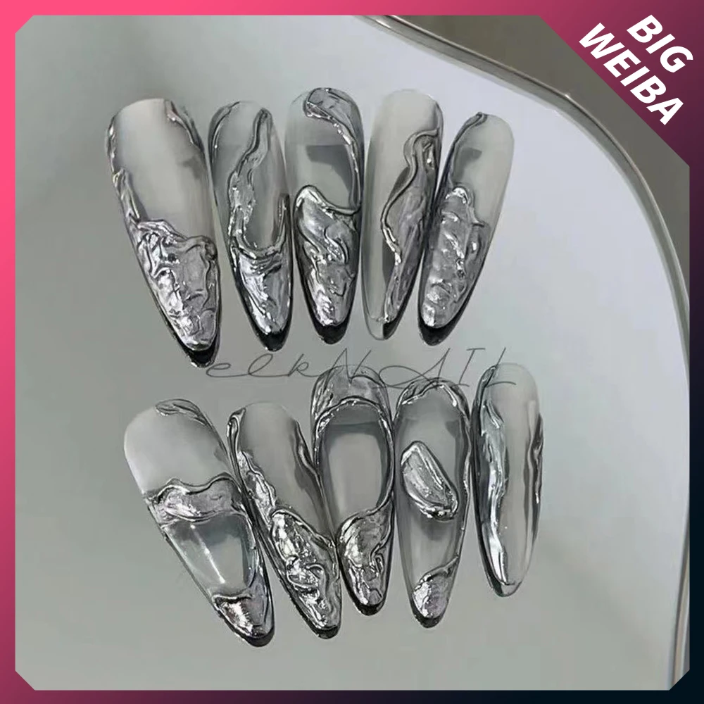 DIY 프렌치 발레리나 가짜 손톱, 귀여운 핑크 웨딩 나비 매듭, 다이아몬드 긴 관 스틸레토 손톱, 풀 커버 네일 팁