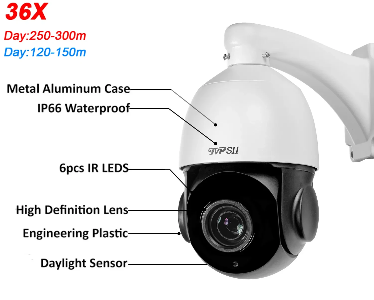 자동 추적 야외 ONVIF POE PTZ 스피드 돔 감시 카메라, 360 ° 회전 오디오, 8MP IMX415 H.265 + 36X 15X 광학 줌