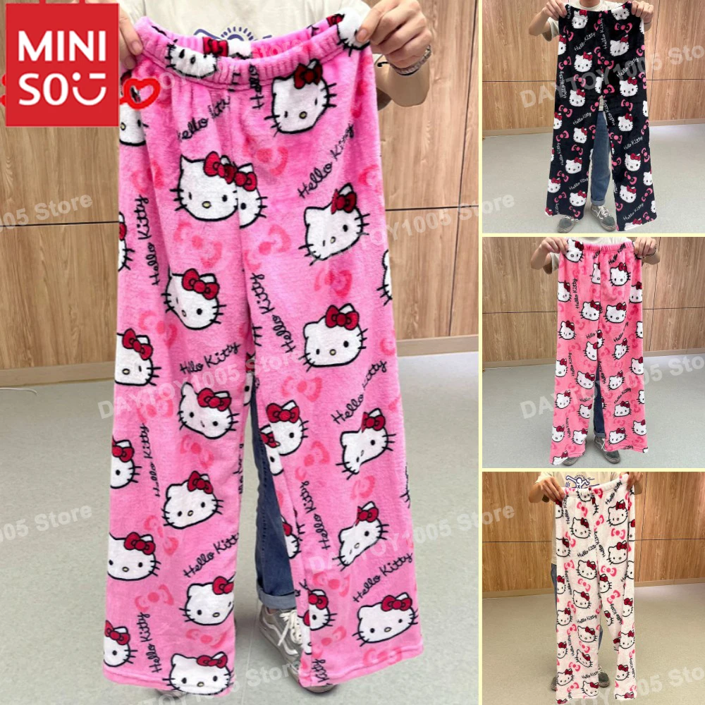 미니소 산리오 헬로 키티 잠옷 바지, 애니메이션 가을 겨울 Y2K 홈 의류, 멀티 스타일 플란넬 캐주얼 바지, 소녀 선물 title=미니소 산리오 헬로 키티 잠옷 바지, 애니메이션 가을 겨울 Y2K 홈 의류, 멀티 스타일 플란넬 캐주얼 바지, 소녀 선물