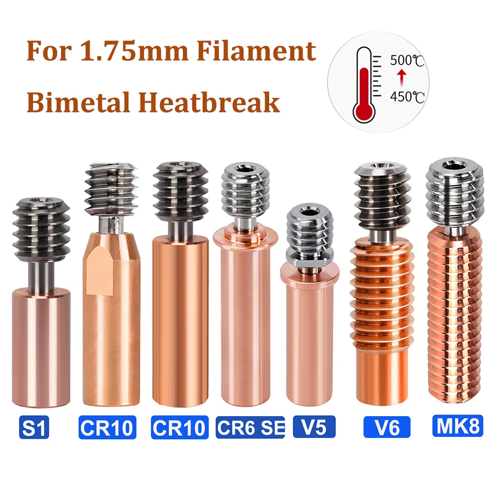 고품질 E3D V6 Throat V5 3D 프린터 부품, CR10 바이메탈 히트 브레이크 구리 도금 MK8 스로트 Ender 3 S1/Pro CR10S CR6 se용 title=고품질 E3D V6 Throat V5 3D 프린터 부품, CR10 바이메탈 히트 브레이크 구리 도금 MK8 스로트 Ender 3 S1/Pro CR10S CR6 se용 