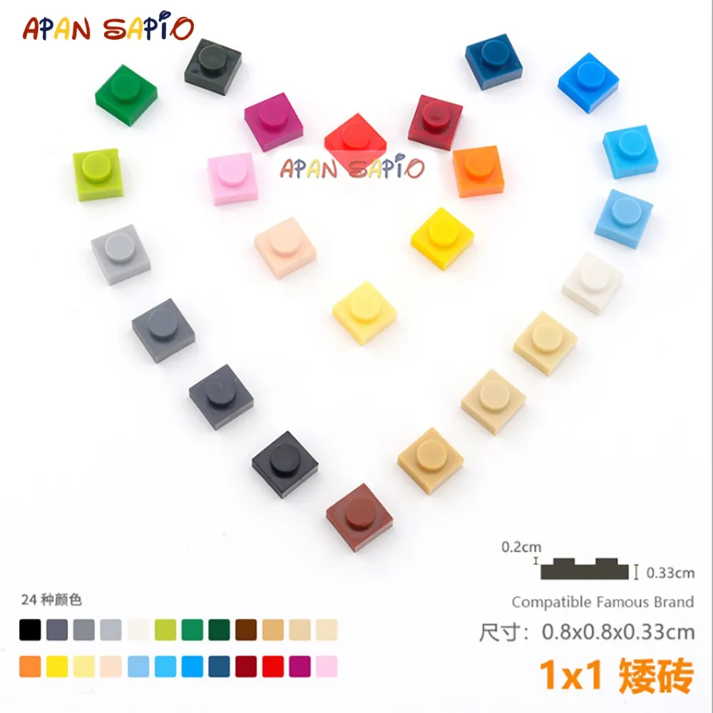 DIY 블록 빌딩 벽돌 얇은 1x1 교육용 조립 장난감 어린이용, 3024 호환 크기, 100 개/묶음 title=DIY 블록 빌딩 벽돌 얇은 1x1 교육용 조립 장난감 어린이용, 3024 호환 크기, 100 개/묶음 