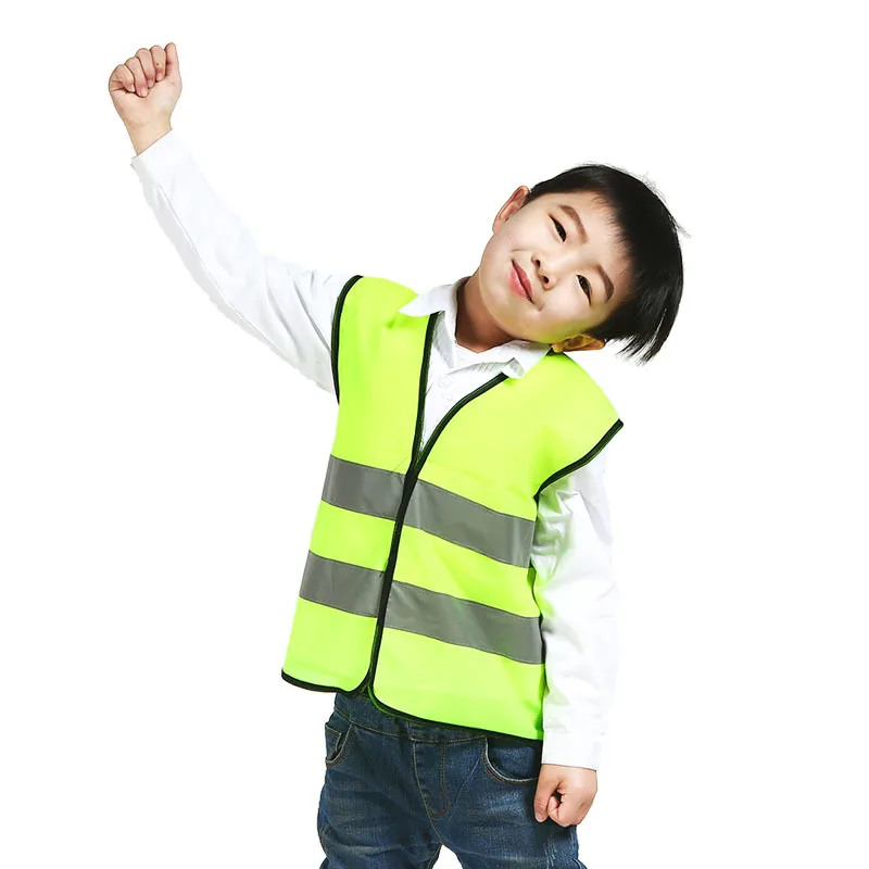 어린이 안전 조끼 반사 의류, 높은 가시성, 노란색 형광 안전 조끼, 학교 야외용