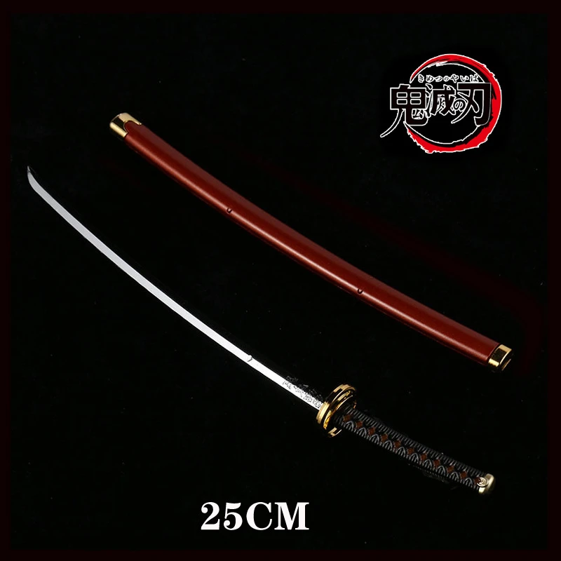 Kimetsu no Yaiba 칼 무기 악마 슬레이어 사토만 탄지로 코스프레 칼 1:1 애니메이션 닌자 칼 나무 25cm 카타나 소품