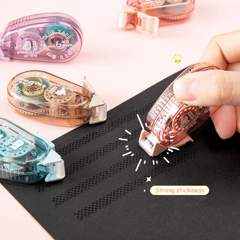 Journamm 투명 양면 접착 롤러 테이프, 도트 글루 테이프, DIY 스크랩북, 창의적인 문구, 학용품, 6m x 6mm