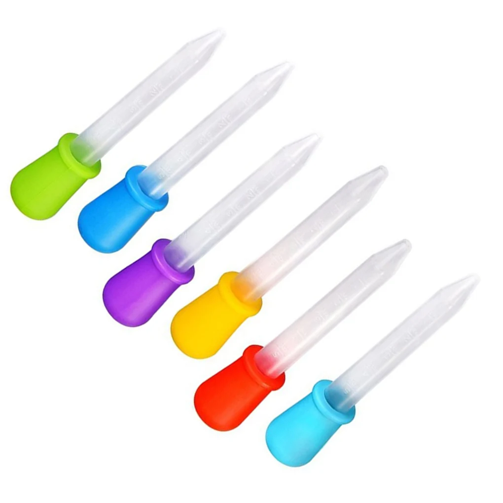 1/6/8/10pcs 5ML 실리콘 플라스틱 피펫 Dropper 먹이 약 액체 눈 귀 피펫 Dropper 학교 실험실 용품