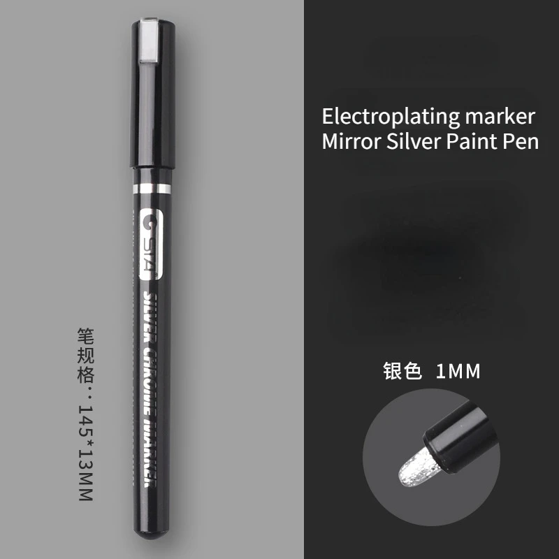 전기 도금 미러 실버 페인트 펜, 크롬 도금 금속 방수 타이어 세라믹 터치업 페인트, 1mm, 2mm 펜촉