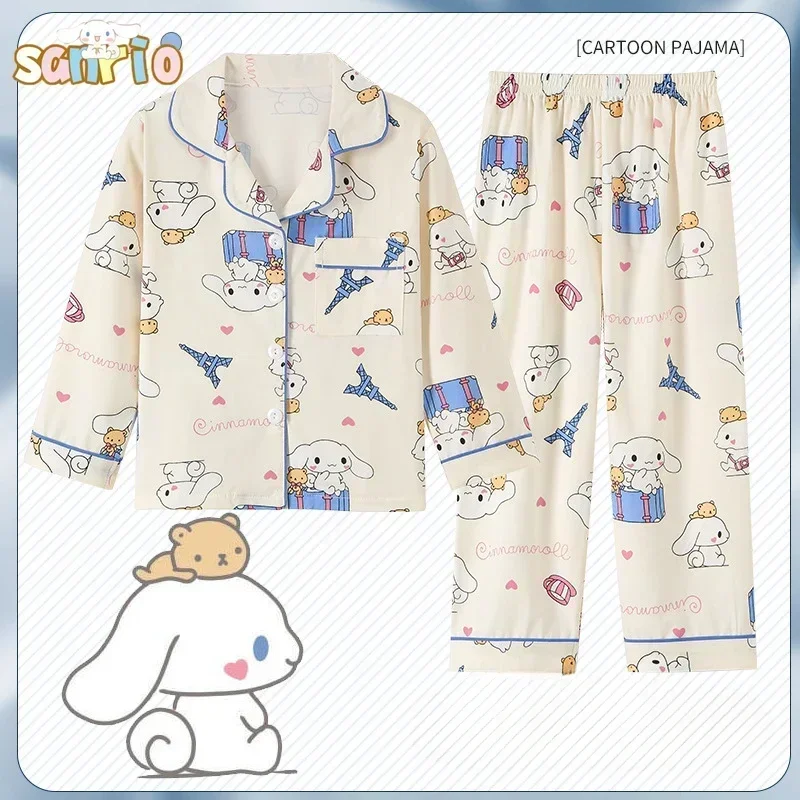 산리오 쿠로미 시나모롤 마이 멜로디 어린이 만화 잠옷, 애니메이션 포차코 캐주얼 루즈 긴팔 잠옷, 소년 소녀 선물