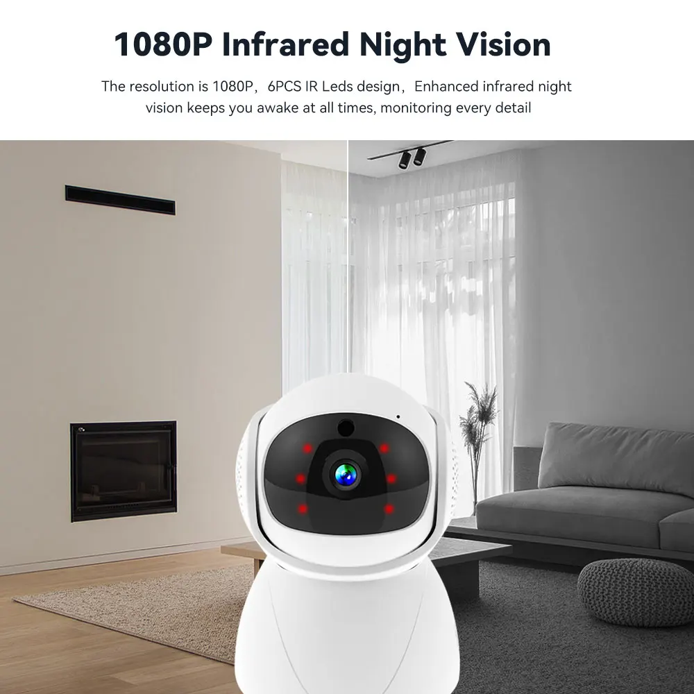 Tuya 스마트 1080P 2.4G 5Ghz 듀얼 밴드 WiFi 자동 추적 사운드 감지 보안 CCTV 비디오 베이비 모니터 실내 무선 IP 카메라 ONVIF