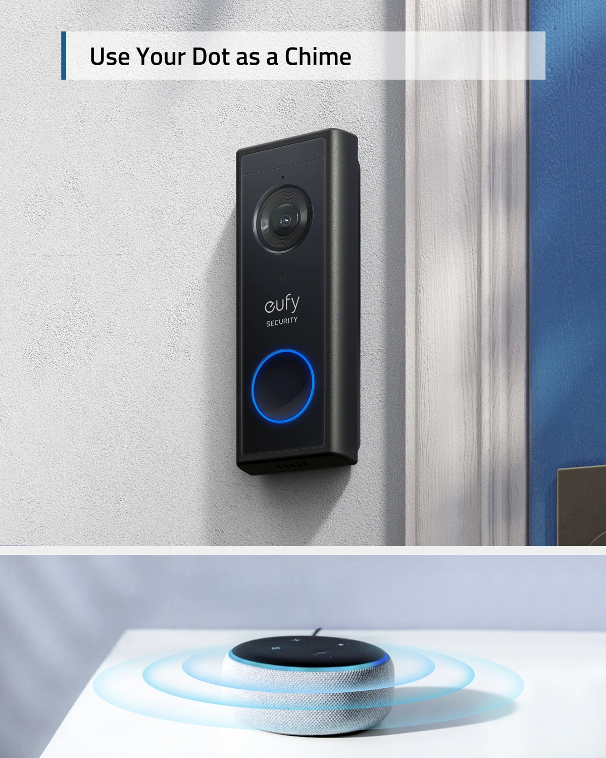 Eufy-보안 배터리 비디오 초인종 키트, 유선 없는 초인종, 무선 차임, 와이파이 연결, 1080p 해상도, 월간 수수료 없음