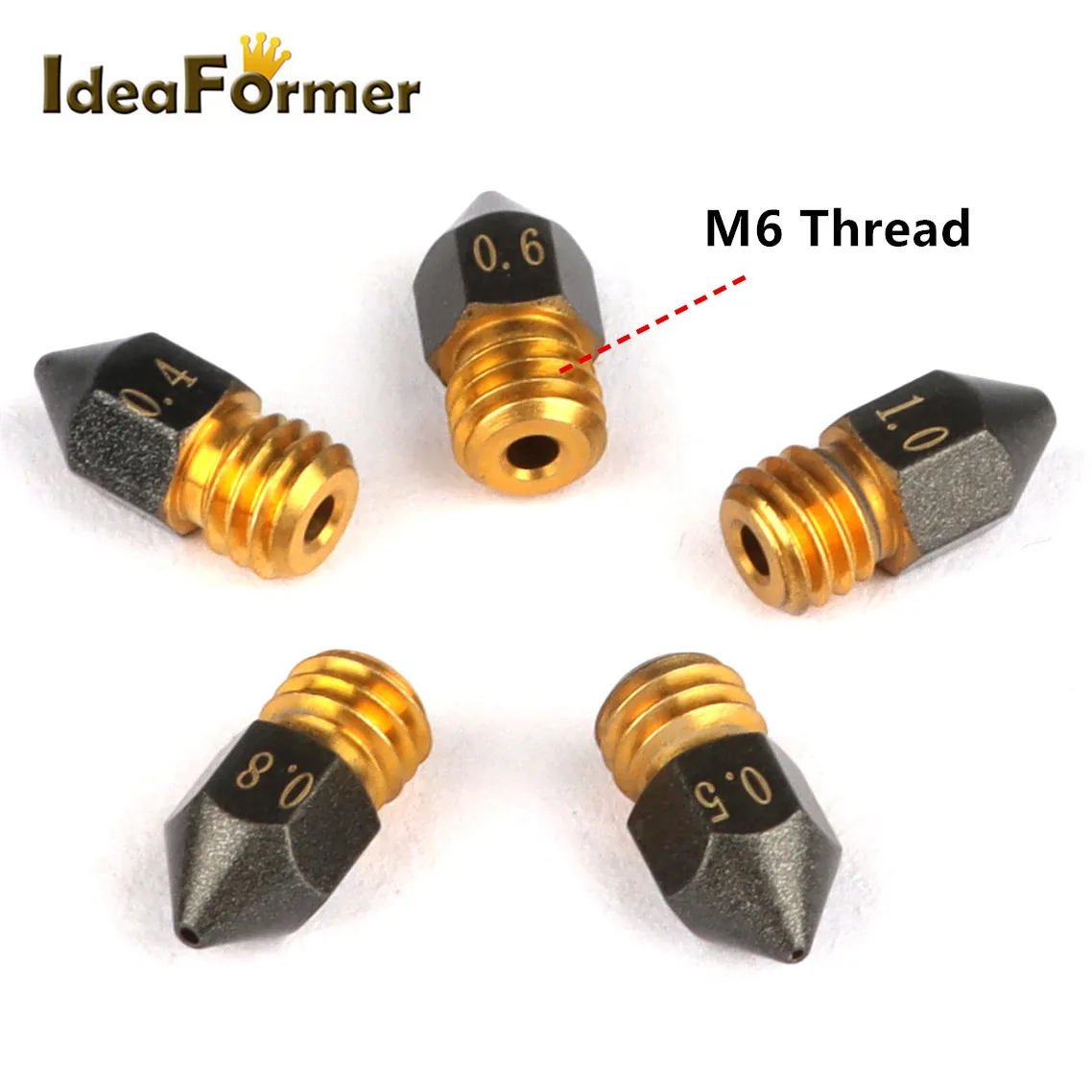 CR10 CR10S Ender-3 3D 프린터 노즐 1.75mm 필라멘트용 MK8 PTFE 코팅 노즐, M6 스레드, 0.2 0.3 0.4 0.5 0.6 0.8 1.0mm