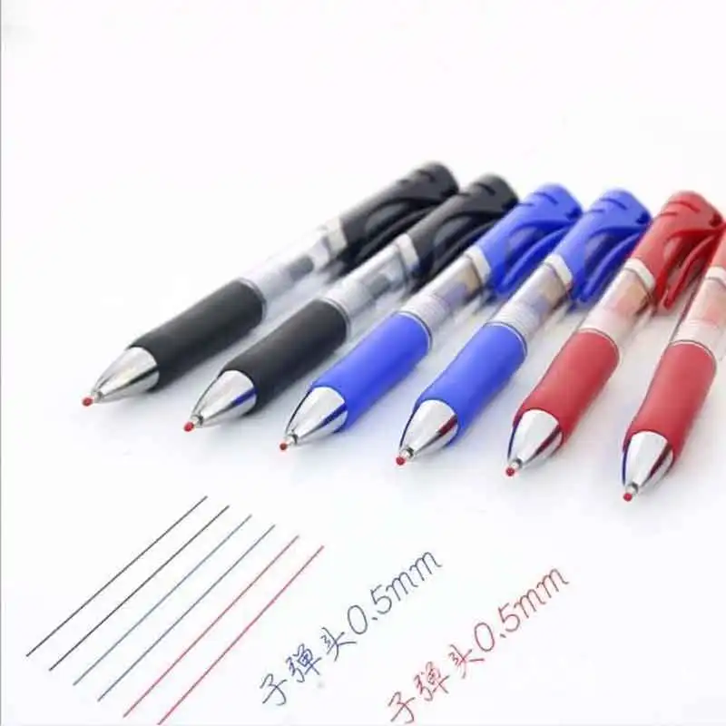 개폐식 젤 펜 세트 블랙 레드 블루 잉크 컬러 젤 펜 0.5mm 교체 가능 리필 학교 용품 문구 및 사무실