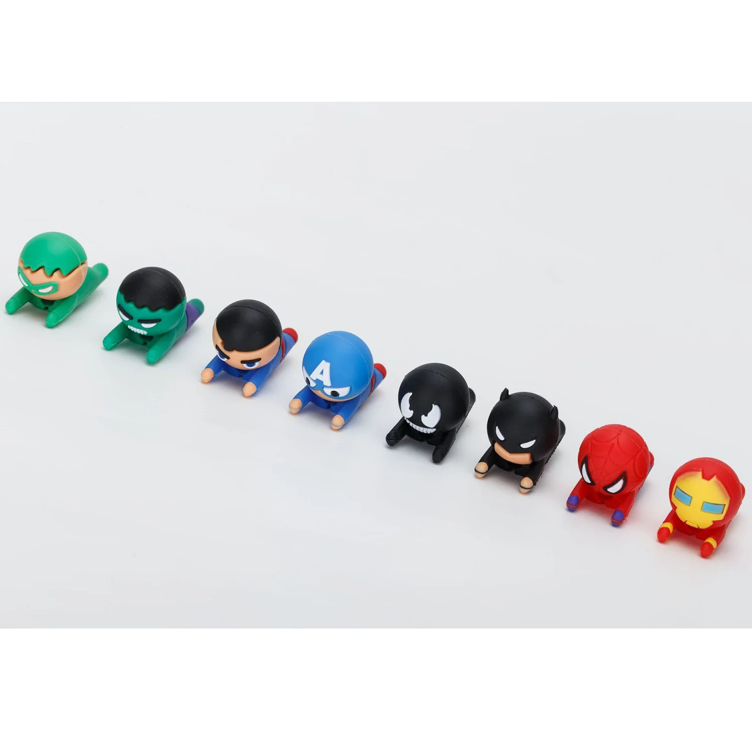 디즈니 마블 스파이더 맨 USB 보호 케이스 아이언 맨 헐크 독 그림 만화 실리콘 데이터 케이블 물린 보호 커버 완구