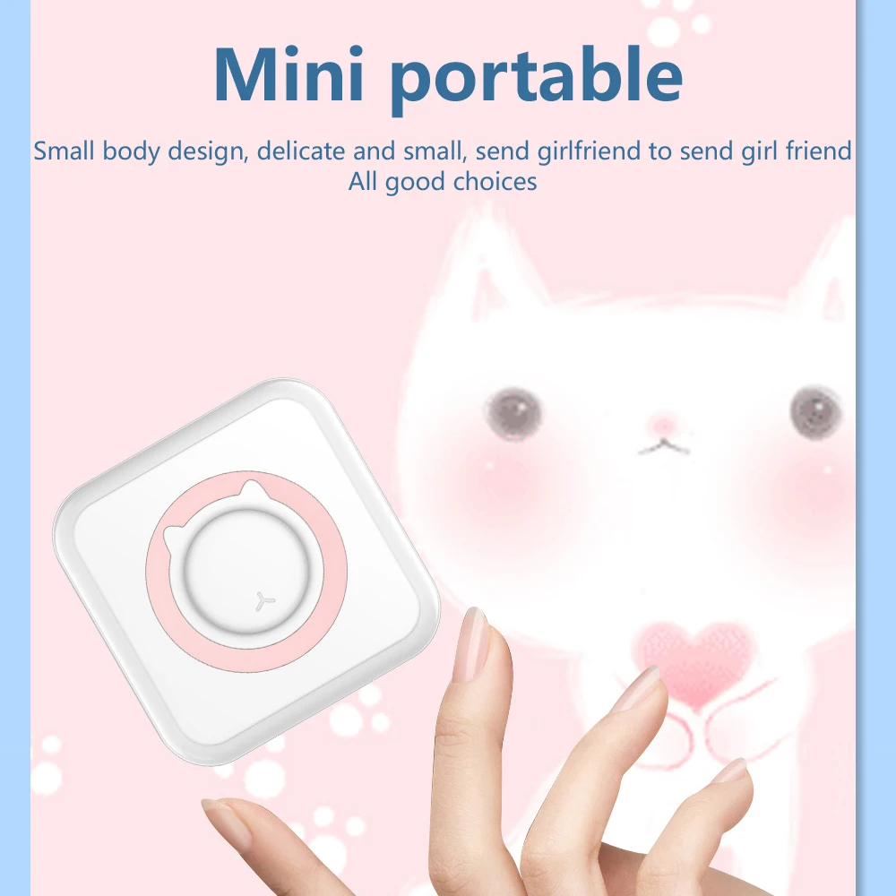 미니 프린터 휴대용 포켓 라벨 열 접착 스티커 프린터 무선 블루투스 무 잉크 자체 접착 용지 사진 인쇄 USB 메모 잘못된 질문 인쇄