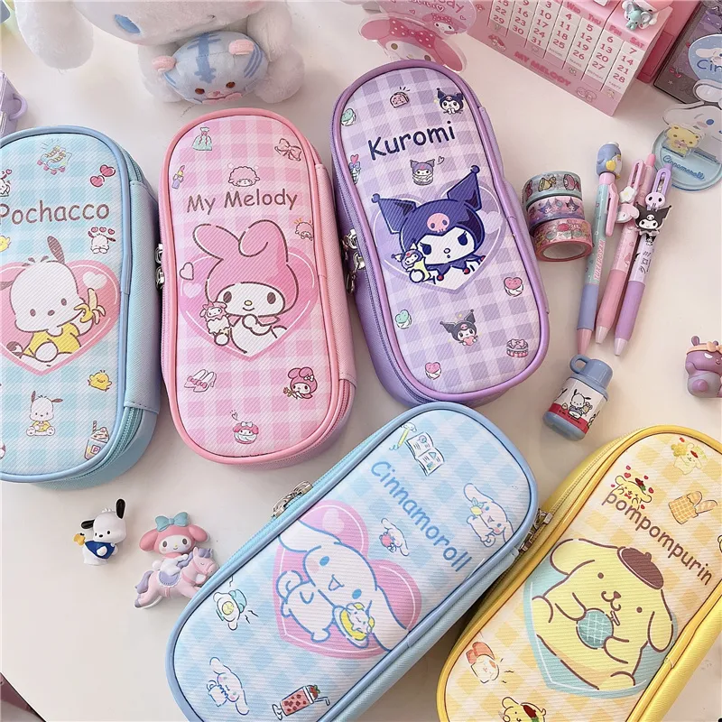 Sanrio Kuromi PU 연필 가방 헬로 키티 시나모롤 Pochacco 지퍼 귀여운 문구 상자, 학교 학생용 펜 케이스 카드 홀더 title=Sanrio Kuromi PU 연필 가방 헬로 키티 시나모롤 Pochacco 지퍼 귀여운 문구 상자, 학교 학생용 펜 케이스 카드 홀더 