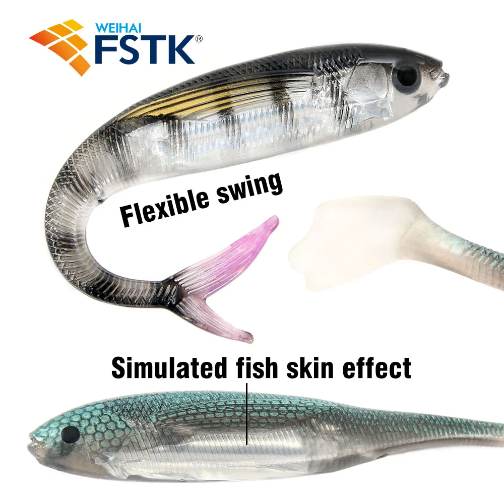FSTK 2023 실리콘 미끼 패들 테일 샤드 웜, 실물 같은 부드러운 미끼, 스윔베이트, 민물 농어 송어 낚시 미끼, 9.4g, 12.5cm, 신제품