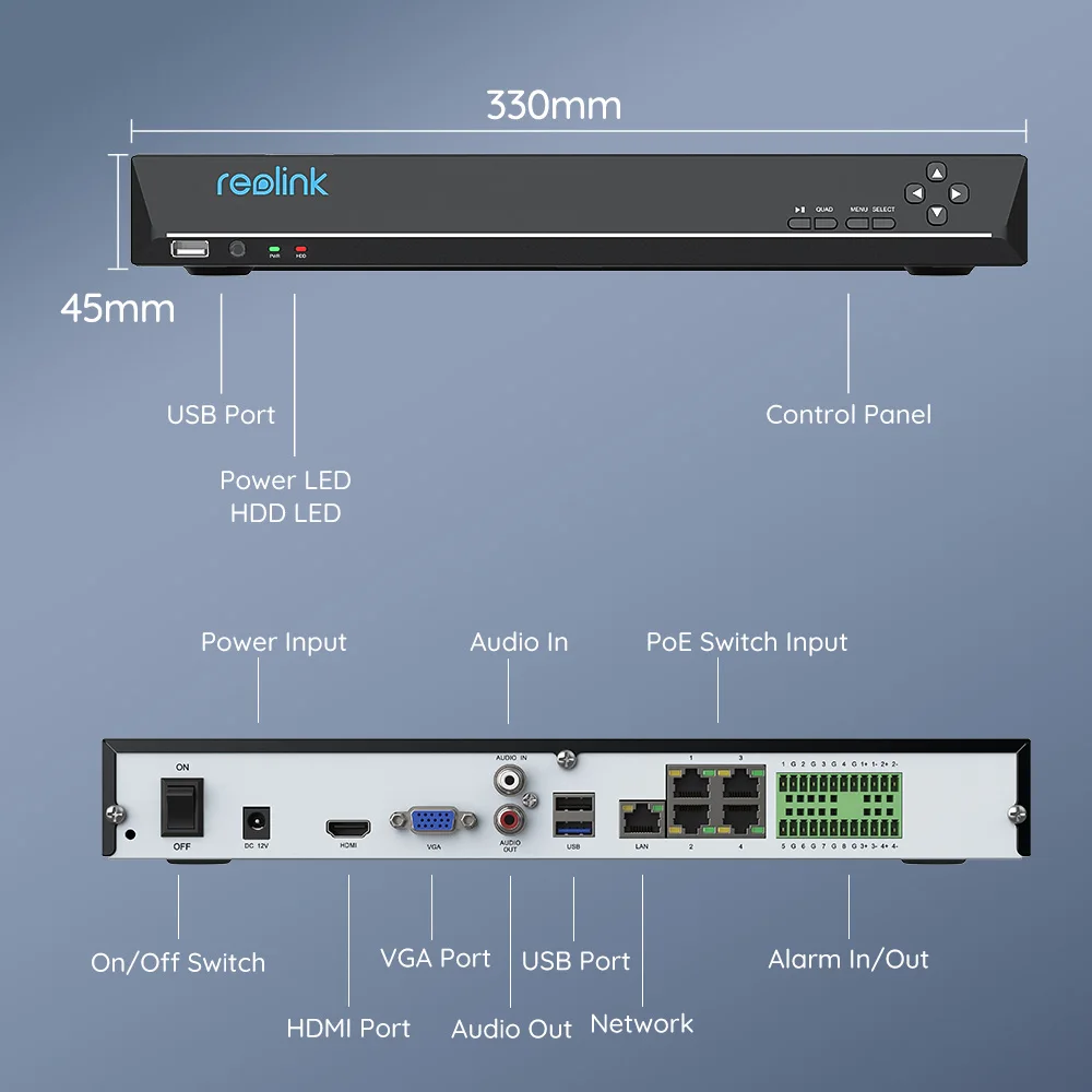 Reolink 보안 카메라 시스템, 양방향 오디오, 4K NVR, 5MP, 8MP IP 카메라, 24/7 비디오 녹화 감시 시스템, NVS36, 36CH, 12MP