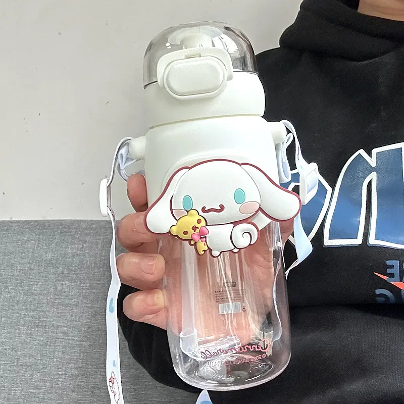 산리오 시나모롤 플라스틱 시피 컵, 애니메이션 쿠로미 멜로디 만화, 카와이 스포츠 물병, 커피, 어린이 물병 선물, 600ml