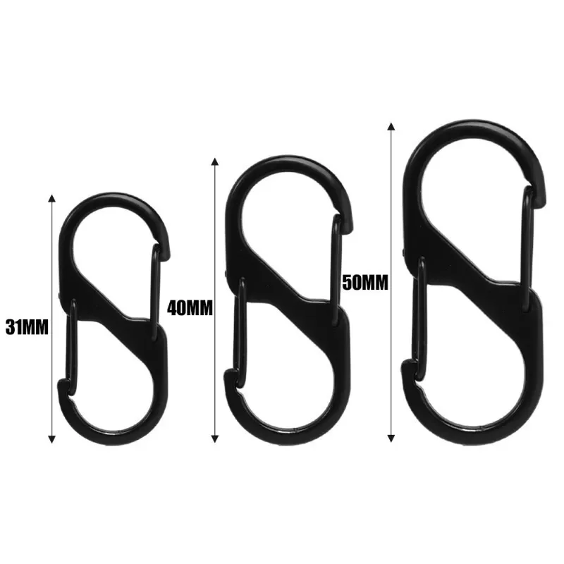 S 타입 아연 합금 카라비너, 잠금 장치 포함, 미니 키체인 후크, 도난 방지 야외 캠핑 배낭 버클, 키 잠금 액세서리, 5 개