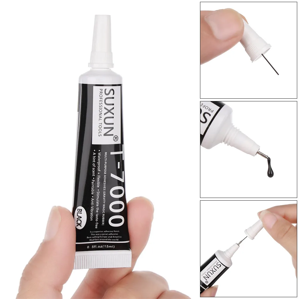 다기능 접착제 DIY 휴대폰 스크린 프레임 에폭시 실란트, 슈퍼 블랙 액체 접착제 T-7000 매니큐어, T7000 세트